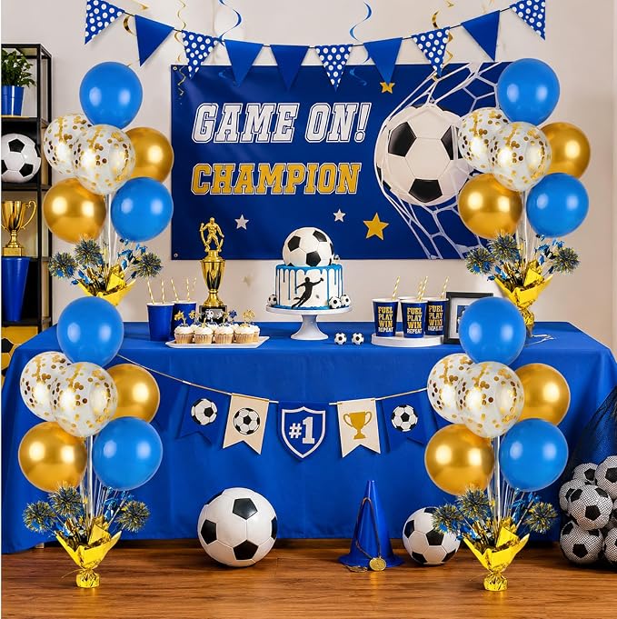 4 Set Blue Gold White Balloon Centerpieces - Image 8