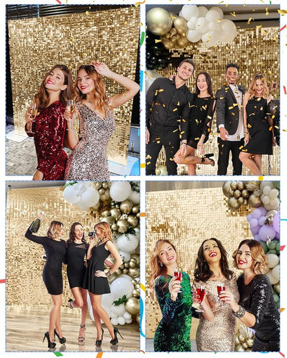Light Gold Shimmer Wall Backdrop, 24 Panels, 6x4 Ft Photo Backdrop | wedding - Image 6