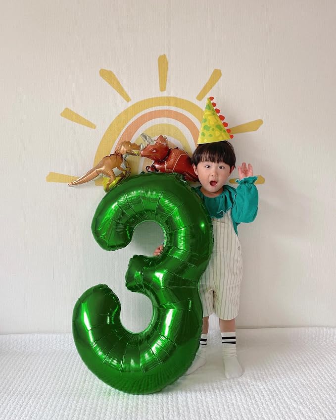 Green Number 3 Balloon 40 Inch, 3rd Birthday Party Decorations Men Women | Foil - Image 4