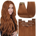 YoungSee Clip in Human Hair Extensions Copper 22inch Human Hair Extensions Clip ins Copper Hair Extensions Real Human Hair Clip ins Long Straight Hair 120g 7pcs