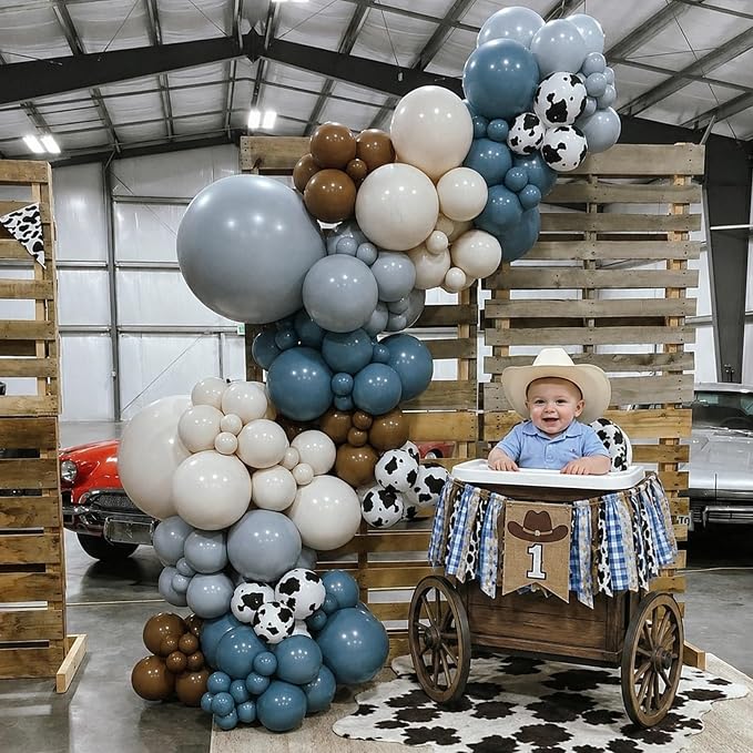 Cowboy Western Balloon, 12 Inch Dusty Blue Brown Balloon - Image 7