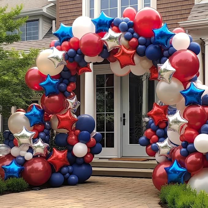 90 Pack 18 Inch Red White Blue Balloons Star Foil Balloons Bulk Patriotic - Image 4