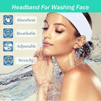 3 Pack Facial Spa Headband for Women - Adjustable, Non-Slip Terry Cloth Headband for Washing Face, Makeup, and Shower - Soft and Stretchable Hair Wrap