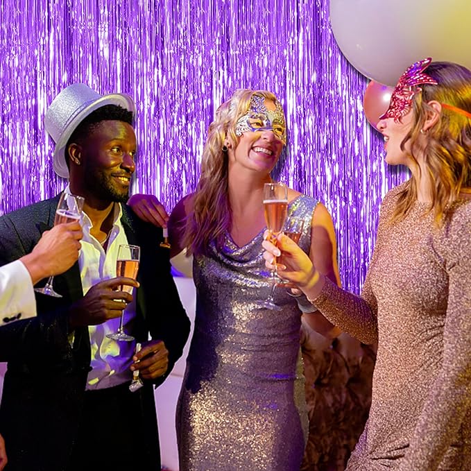 10 Pack Purple Backdrop Tinsel Streamers Foil Fringe Backdrop Halloween Party - Image 2