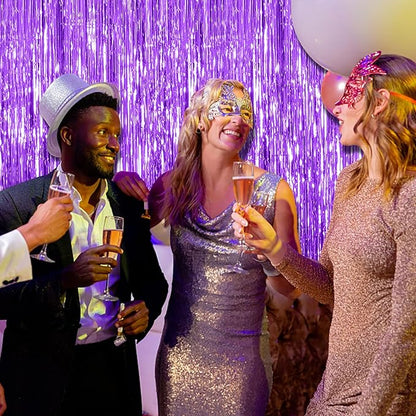 10 Pack Purple Backdrop Tinsel Streamers Foil Fringe Backdrop Halloween Party - Image 2