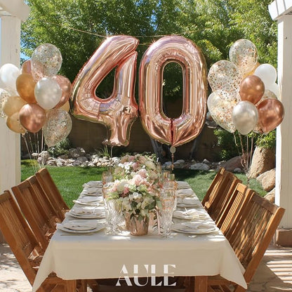 AULE 40 Inch Rose Gold 40 Balloon Number Foil 0-9 Birthday Big Numbers | - Image 3