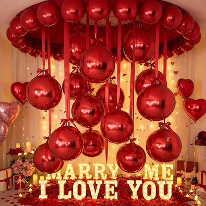 12Pcs Red Round Balloons Foil, Big Metallic Red Foil Balloons Helium - Image 5