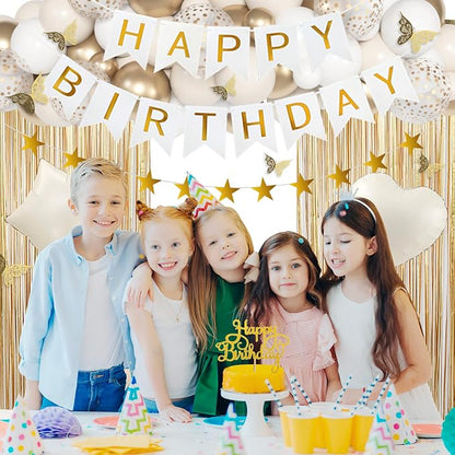 Amandir White and Gold Birthday Decorations - Image 8