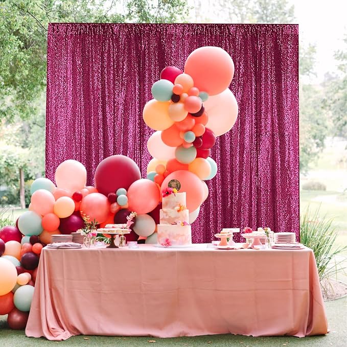 Sugargirl Fuchsia Sequin Backdrop Curtain 2 Panels 2FTx8FT Glitter Fuchsia - Image 3