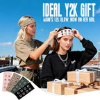 Meifuly Grommet Eyelet Headbands for Women, Hollow Out Eyelets Elastic Fashion Wide Headband, Y2k Girls Punk Grunge Goth Stretchy Hair Accessory (4 Pack)
