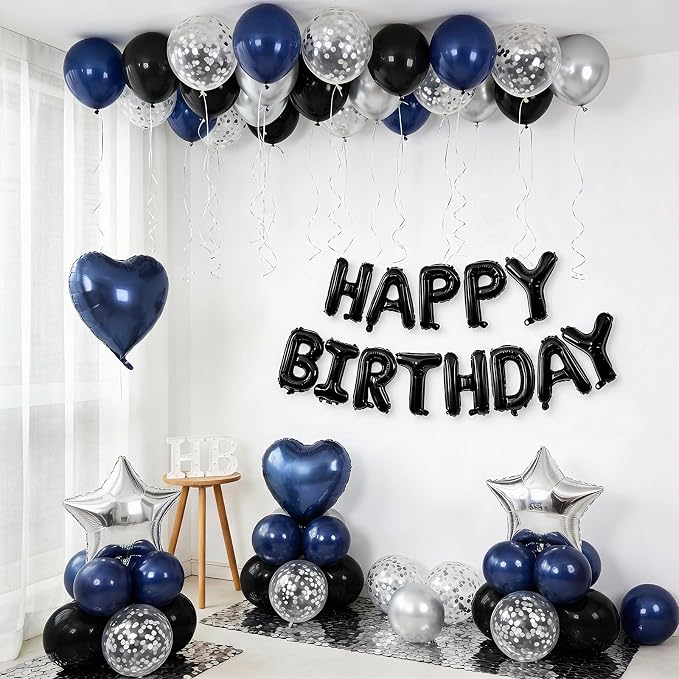 Navy Blue and Black Birthday Decorations - Image 3