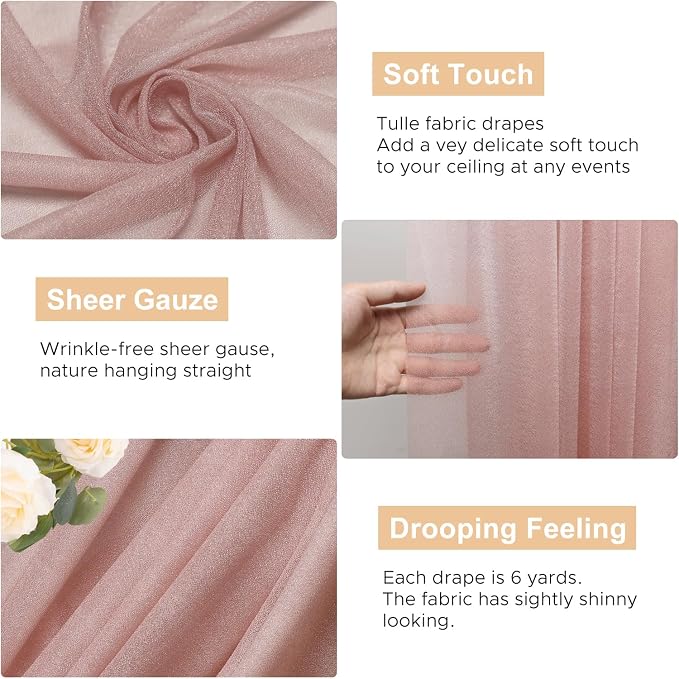 Wedding Arch Draping Fabric Backdrop Drapes 2 Panels, Dusty Rose | 28.7"x20FT - Image 2