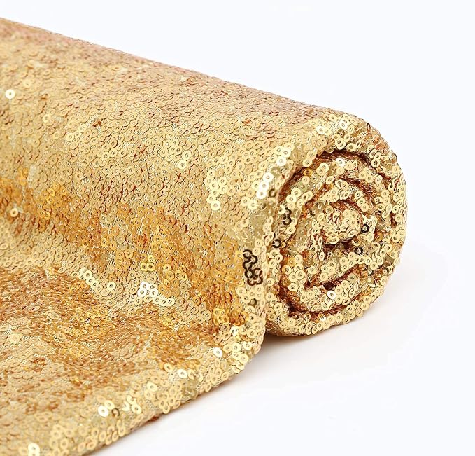 Eternal Beauty Gold Sequin Backdrop Curtains, 2 Panels 2x8FT | 3mm Sparkle - Image 9