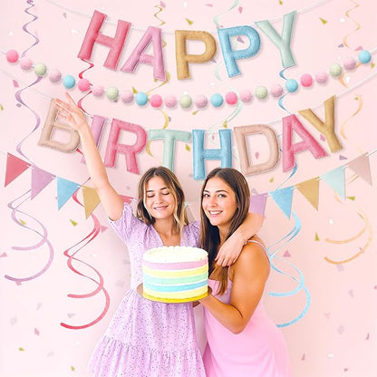 Kriyokiaa Retro Pastel Happy Birthday Banner Set - Image 2