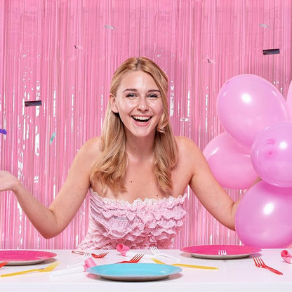 10 Pack Backdrop Party Decorations Pink Tinsel Curtain Party Backdrop Foil - Image 3