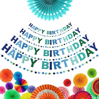 Pre-Strung 3D Felt Happy Birthday Banner, Max span 10ft, NO DIY, Includes Pom - Image 7