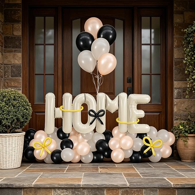 147 Pcs Housewarming Party Decorations, Cream Black Mettalic Gold Balloons - Image 5