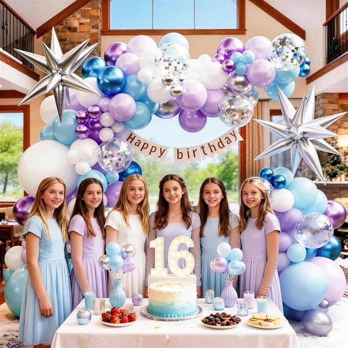 KARLURE Purple and Blue Balloon Arch Kit - Image 4