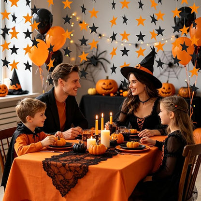 BEISHIDA 6Pcs Black and Orange Star Garland Decor Twinkle Paper Star Streamers - Image 4