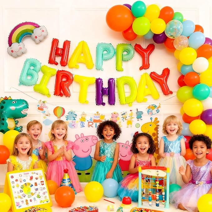 16" Happy Birthday Foil Letter Balloons Banner Set | Alphabet Balloons - Image 7