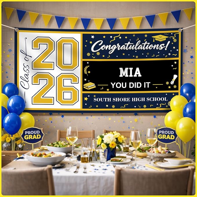 Custom Vinyl Banner 2026 Graduation, 4 Sizes | 2026 Grad Decorations Backdrop - Image 5