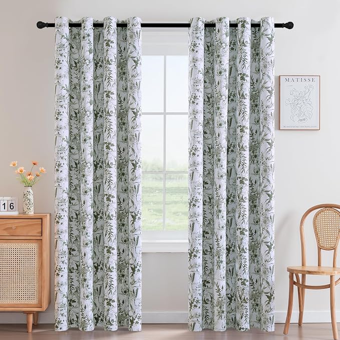 H.VERSAILTEX Blackout Curtains 84 Inch Length 2 Panels Set Floral Print Curtain by HVERSAILTEX