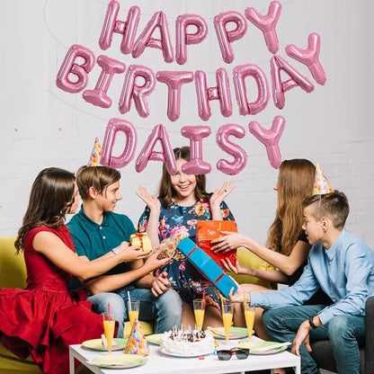 TONIFUL 65 Pcs 16 Inch Pink Happy Birthday Balloons and 2 Sets A-Z Foil Letters - Image 4