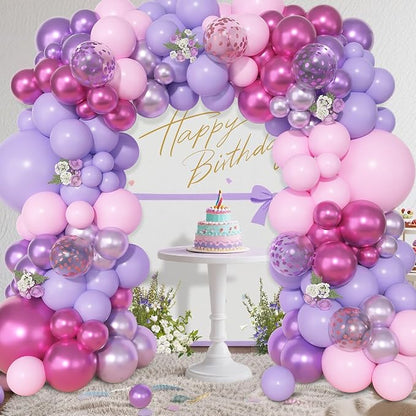 157Pcs Pink Purple Balloons Arch Garland Kit Different Size | Metallic Light - Image 5
