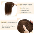 SEGO Hair Toppers for Women Real Human Hair With Bangs, 7 * 13CM Silk Base 100% Remy Human Hair Clip in Top Wiglet Hairpieces Add Volume -16 Inch Medium Brown