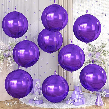 Purple Round Foil Balloons 9 pcs by Cledeco
