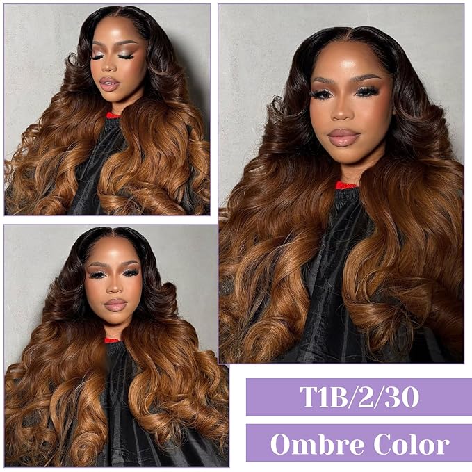 Ombre 5x5 Lace Closure Body Wave Chestnut Brown T1B/2/30 5x5 Transparent hd Lace Closure 100% Real Human Hair 18 Inch 150% Density