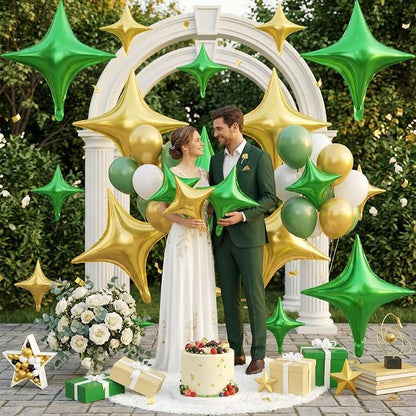 Green Gold Star Balloons, 26 Inch and 10 Inch Gold Stars Shaped Balloon - Image 7