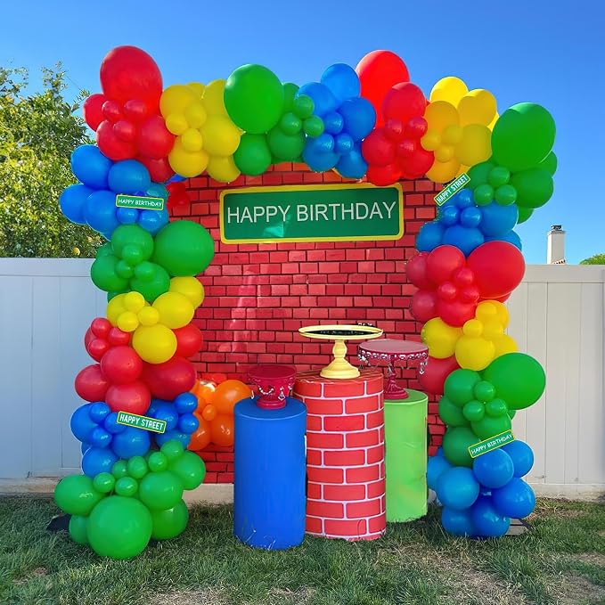 Sesame Friends Birthday Party decorations 150+ Pcs Cartoon Theme primary color by yeewaka