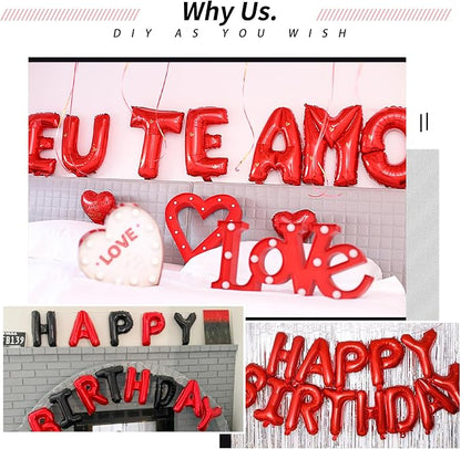 16 Inch 52Pcs Red Letter Balloons Shiny A-Z Foil Balloon Letters | Reusable - Image 5