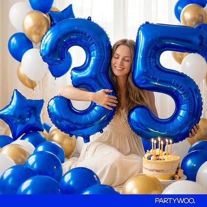 PartyWoo Number Balloons 40 Inch Blue Number 3 Kit - Image 8