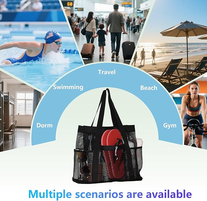 Large Mesh Shower Caddy Portable Tote,Quick Drying Bag for Travel,University Dorm,Camping,Beach,Gym,Swimming Pool,RV