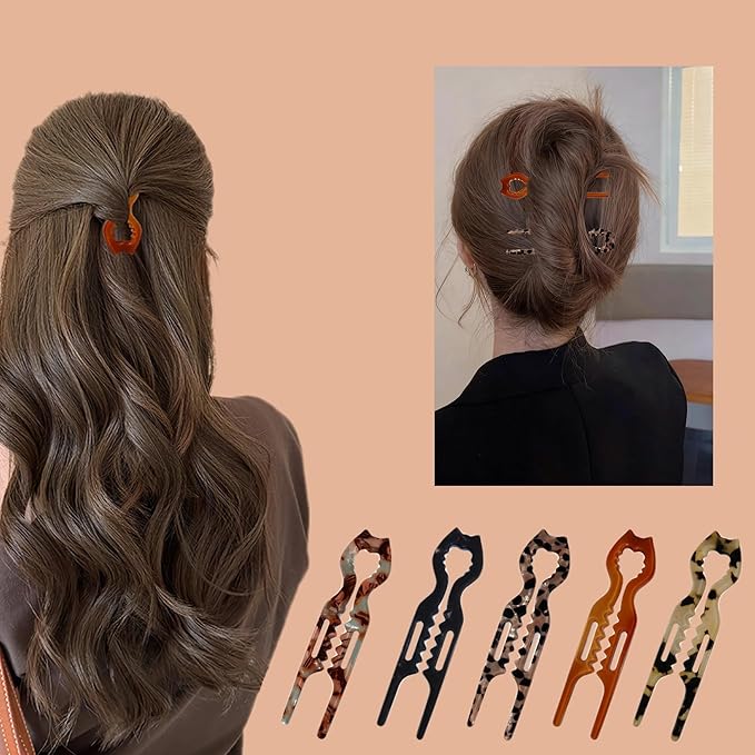 French Hair Pins, an Elegant 3Pc Set Of Women Prestige Hair Pin, Featuring Cat-Shaped Hairpins With a Curved Shape That Conforms to the Head and is Suitable for Thick Hair