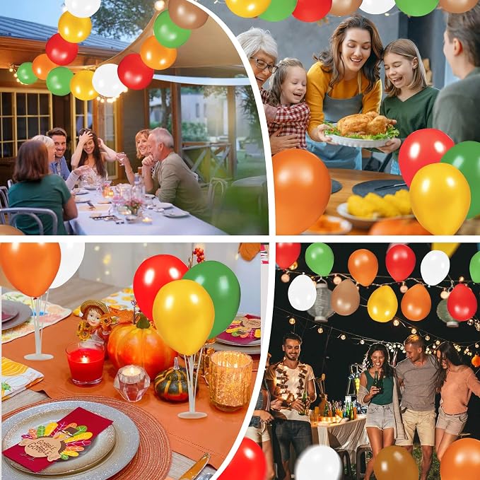 Orange Red Yellow Green Brown Latex Thanksgiving Balloons 45ct 12in | Latex - Image 5