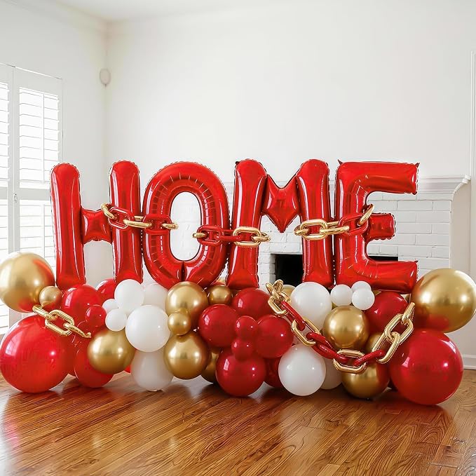 Red HOME Balloons 40 Inch, Large HOME Letter Banner - Image 8