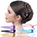 RC ROCHE 6 Pcs Duck Bill Alligator Hair Clips for Women Sectioning Flat Claw Long Thick Hair Inner Teeth Curved Styling Jaw Strong Secure Grip Salon, Medium Transparent