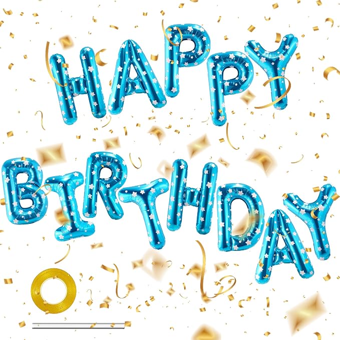 CANREVEL Happy Birthday Banner 13pcs 16 Inch Mylar Foil Letters Balloons by CANREVEL