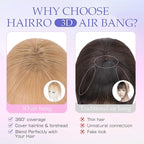 Hairro Bangs Hair Clip 3D 360°Cover Clip On Bangs Remy Human Hair Topper With Bangs Fringe French Bangs With Temples Clip In Bangs Hair Extensions 8 Inches 10g #27 Dark Blonde