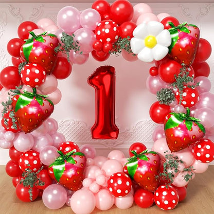 Strawberry Balloons Garland Arch Kit -Berry First Birthday Party Decorations by Unknown