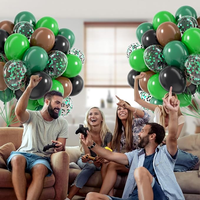 60pcs Green and Brown Balloons 12inch - Image 6