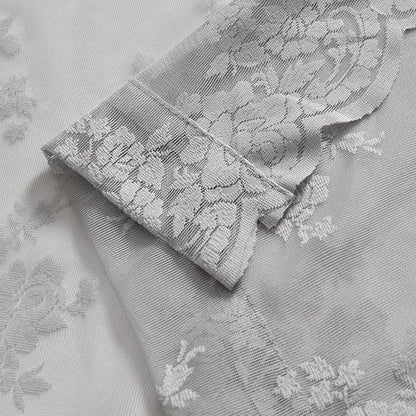Kotile Grey Lace Curtains for Living Room Rustic Floral 52x108 Inch 2 Pcs | Rod - Image 8