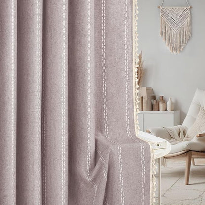 Purple 100% Boho Blackout Curtains 84 Inch 2 Panels - Image 6