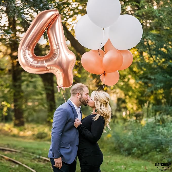 KatchOn Rose Gold Number 4 Balloons 40 Inch, 4 Birthday Decorations | Foil - Image 8