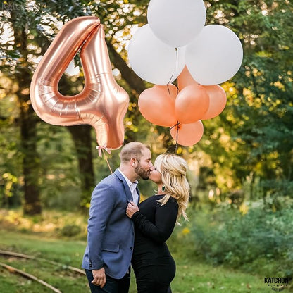 KatchOn Rose Gold Number 4 Balloons 40 Inch, 4 Birthday Decorations | Foil - Image 8