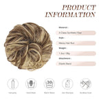 FESHFEN Messy Bun Hair Piece - Elastic Wavy Curly Hair Bun Scrunchies Extensions Synthetic Chignon Hairpieces for Women, Light Brown & Blonde 1.5 oz