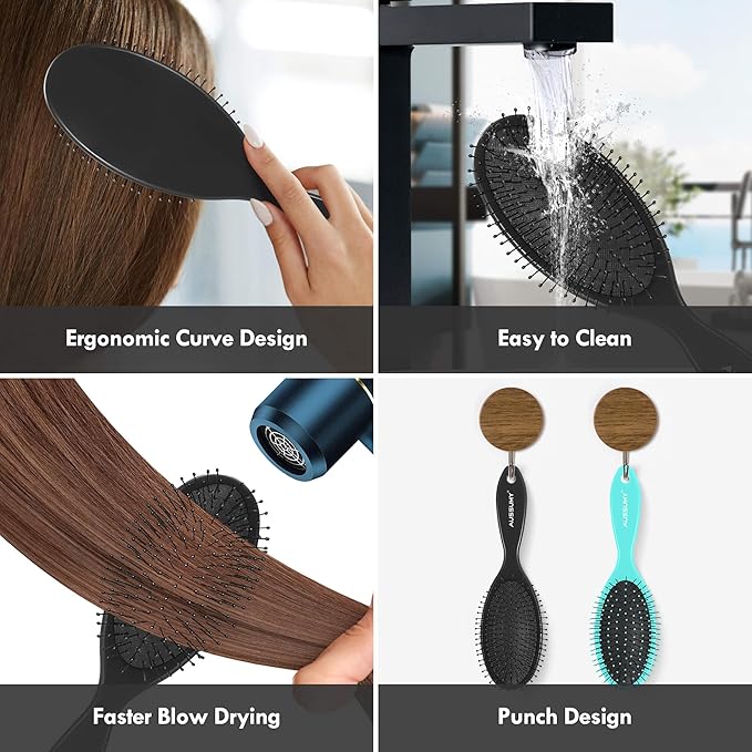 Air Cushion Detangling Hair Brush - 4 Pack Detangler Hairbrush with Ultra Soft Bristles for Effortless Tangle Removal - For Wet Dry Damaged Curly Hair for Women Men Boys Girls Kids - Dark Purple